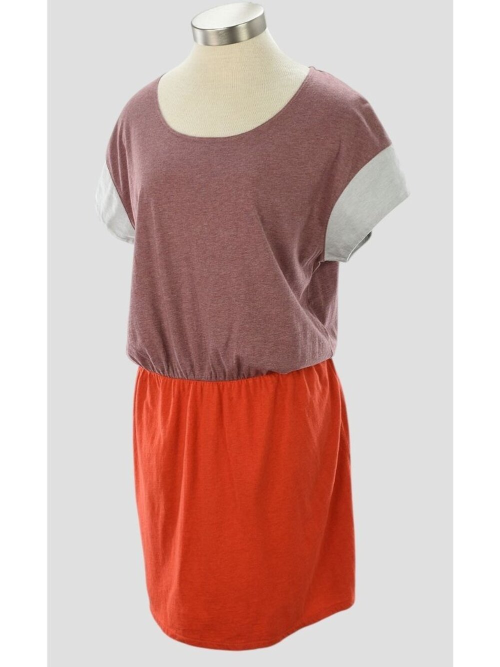 A.P.C. Mauve Orange COLORBLOCK Cap Sleeve Cotton T Shirt Dress LARGE NWT